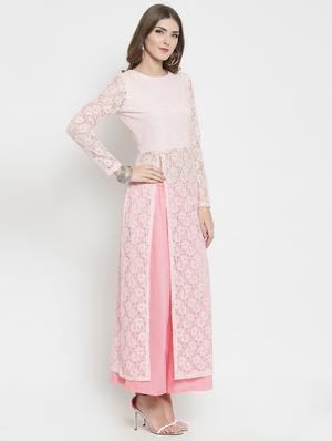 High slit net work kurta - 15799820 - Standard Image - 2