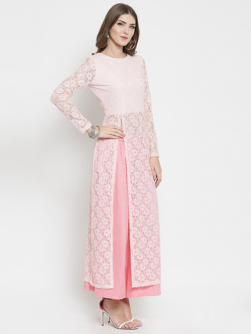 High slit net work kurta - 15799820 - Zoom Image - 2