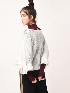 bat wing sleeved pointelle knit pullover - 15800284 - Standard Image - 2