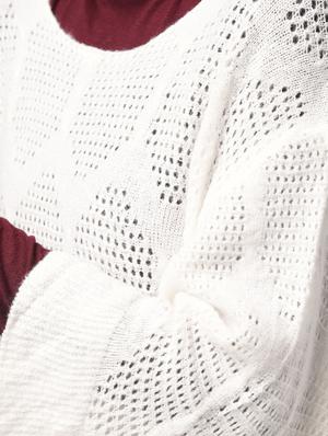 bat wing sleeved pointelle knit pullover - 15800284 - Standard Image - 5