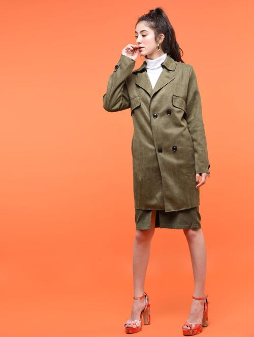double breasted zipper detail overcoat - 15800290 - Standard Image - 1