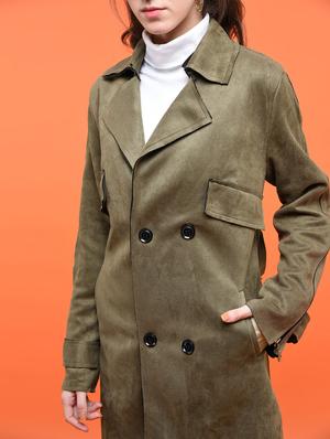 double breasted zipper detail overcoat - 15800290 - Standard Image - 2