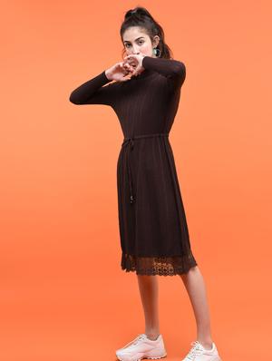 lace edge drawstring waist dress - 15800318 - Standard Image - 2