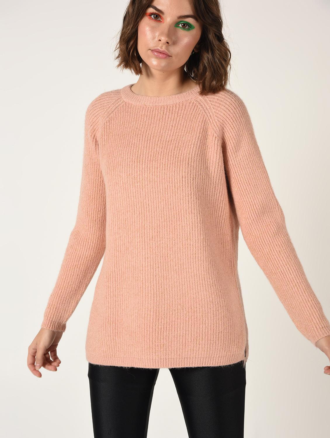 raglan sleeved side slit pullover - 15800323 - Zoom Image - 2