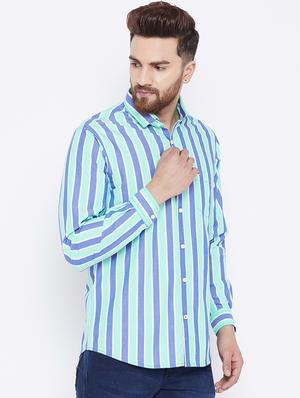 blue striped casual shirt - 15800397 - Standard Image - 2