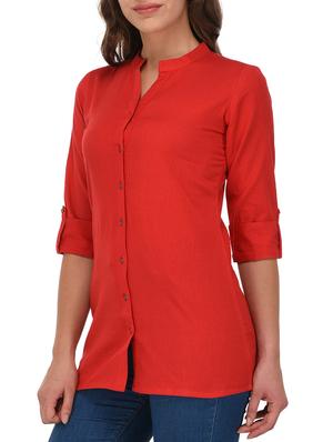 solid button down straight kurti - 15800637 - Standard Image - 2