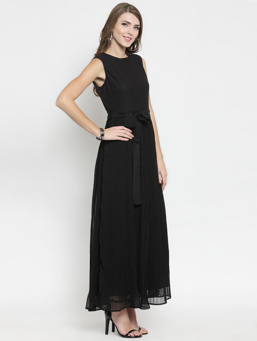 self tie accordion pleat maxi dress - 15800859 - Zoom Image - 2