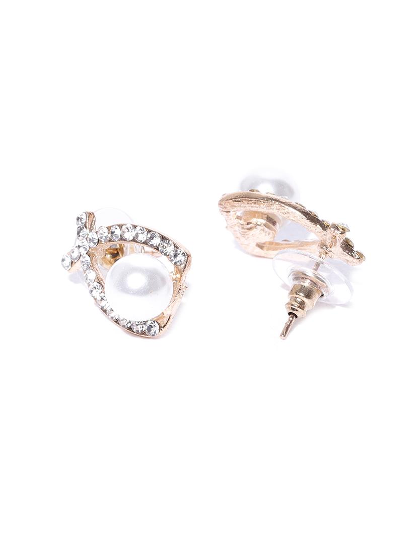 white gold plated studs earring - 15800936 - Zoom Image - 2