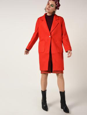slogan print paneled overcoat - 15801917 - Standard Image - 2