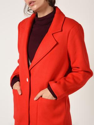 slogan print paneled overcoat - 15801917 - Standard Image - 5