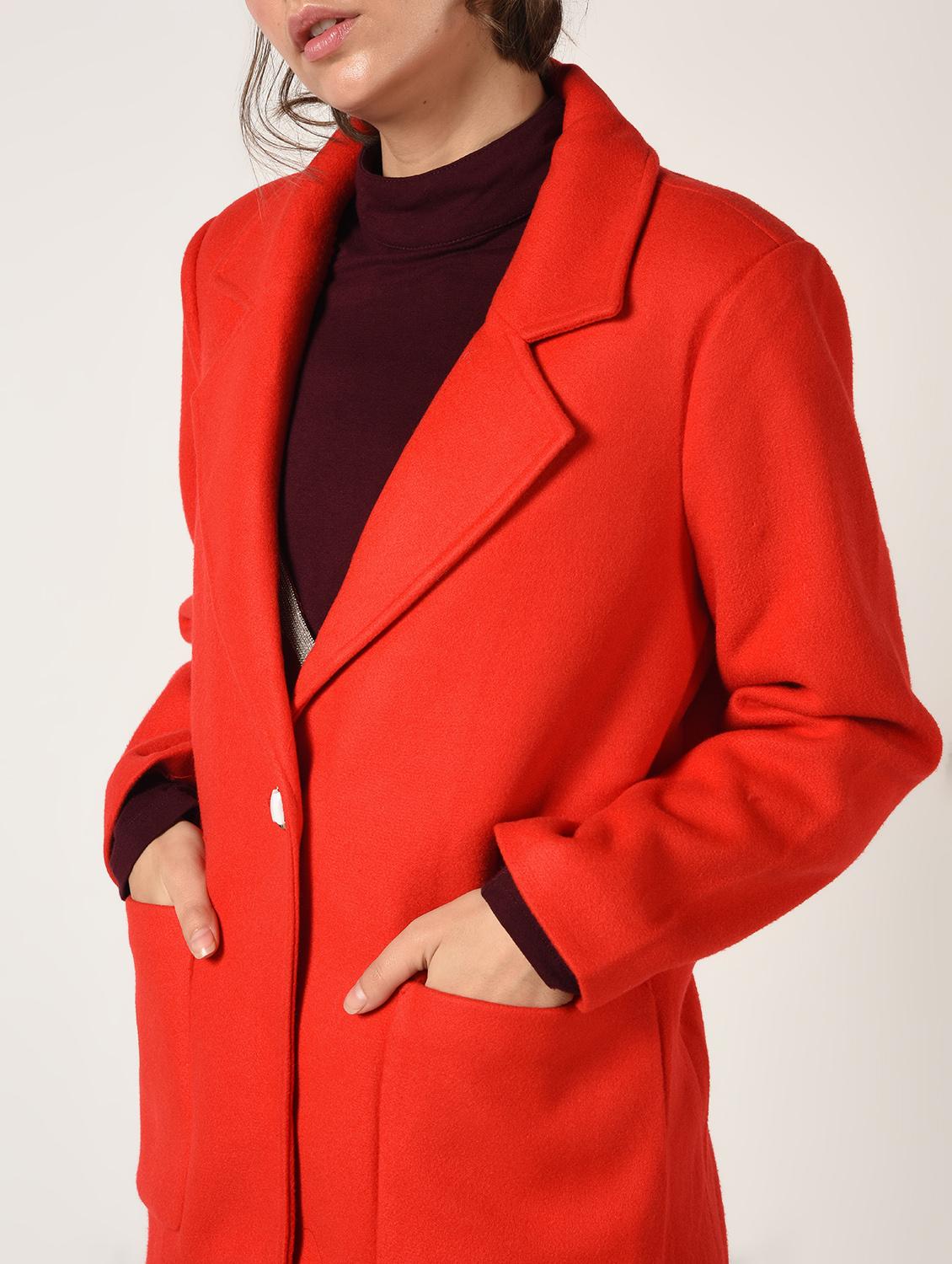 slogan print paneled overcoat - 15801917 - Zoom Image - 5