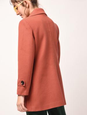 lapel neck brooch detail overcoat - 15801926 - Standard Image - 2