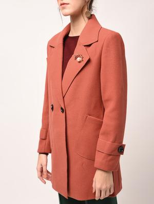 lapel neck brooch detail overcoat - 15801926 - Standard Image - 5