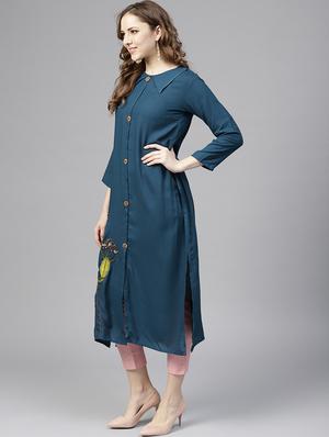 floral embroidered straight kurta - 15805120 - Standard Image - 2