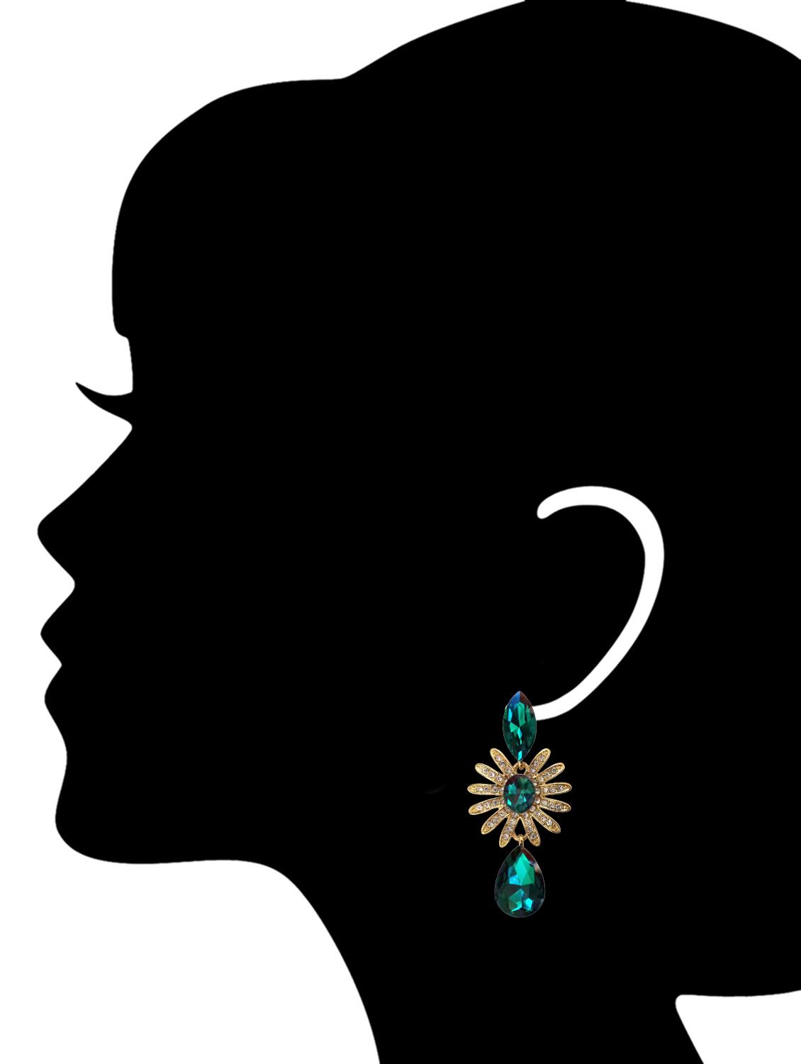 green metal drop earrings - 15805549 - Zoom Image - 2