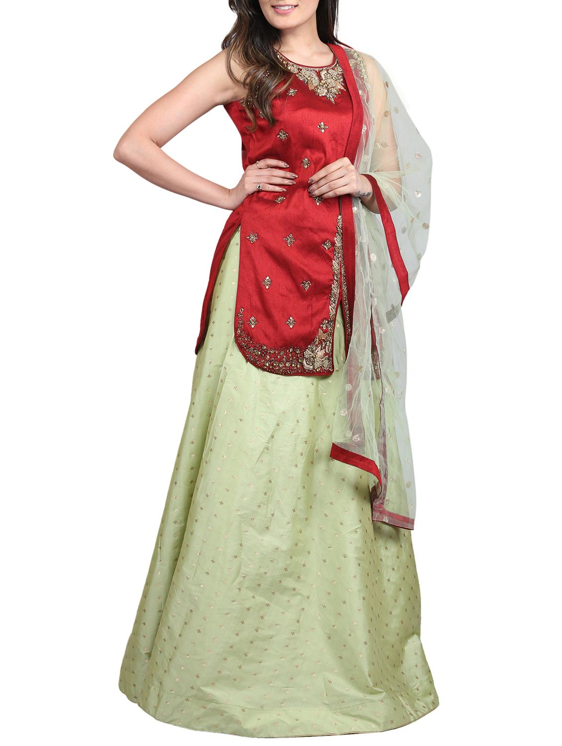 Embroidered flared lehenga - 15805643 - Zoom Image - 2