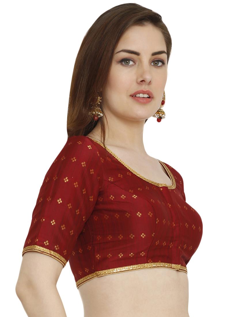 self-design brocade blouse with drawstring - 15805801 - Zoom Image - 2