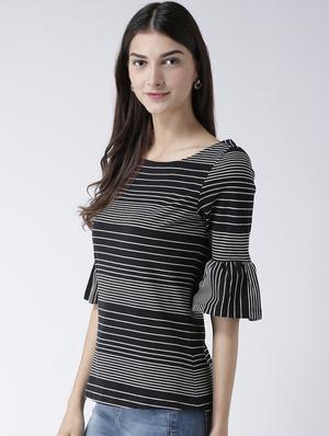 bell sleeved striped top - 15805876 - Standard Image - 2