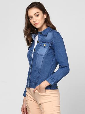 pocket detail button up denim jacket - 15806223 - Standard Image - 2