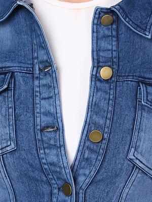 pocket detail button up denim jacket - 15806223 - Standard Image - 5