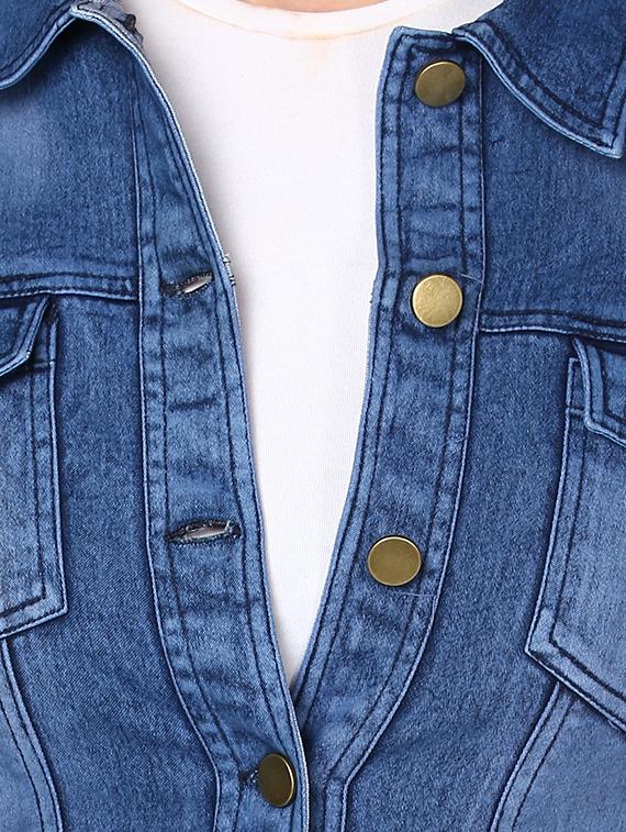 pocket detail button up denim jacket - 15806223 - Zoom Image - 5