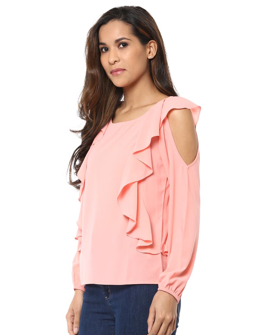cold shoulder ruffle top - 15807600 - Zoom Image - 2
