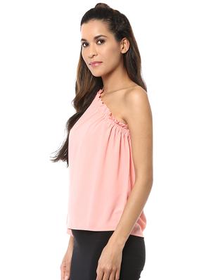 long sleeved single shoulder top - 15807609 - Standard Image - 2
