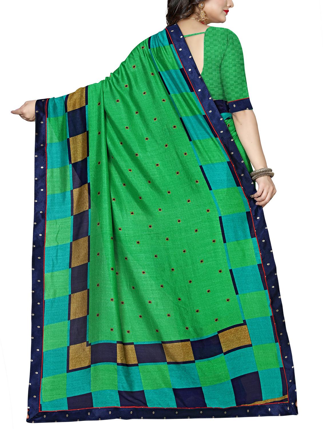 mirror bordered printed saree with blouse - 15809250 - Zoom Image - 2