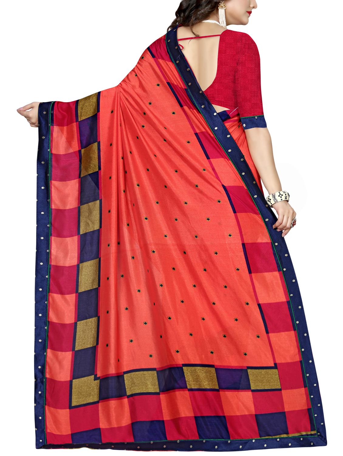 mirrored border printed saree with blouse - 15809252 - Zoom Image - 2