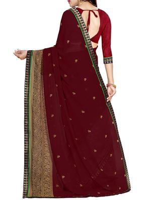 floral motif printed saree with blouse - 15809256 - Standard Image - 2