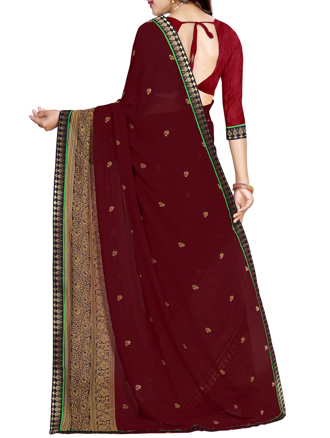 floral motif printed saree with blouse - 15809256 - Zoom Image - 2