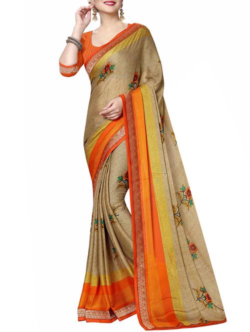 floral printed saree with blouse - 15809318 - Standard Image - 1