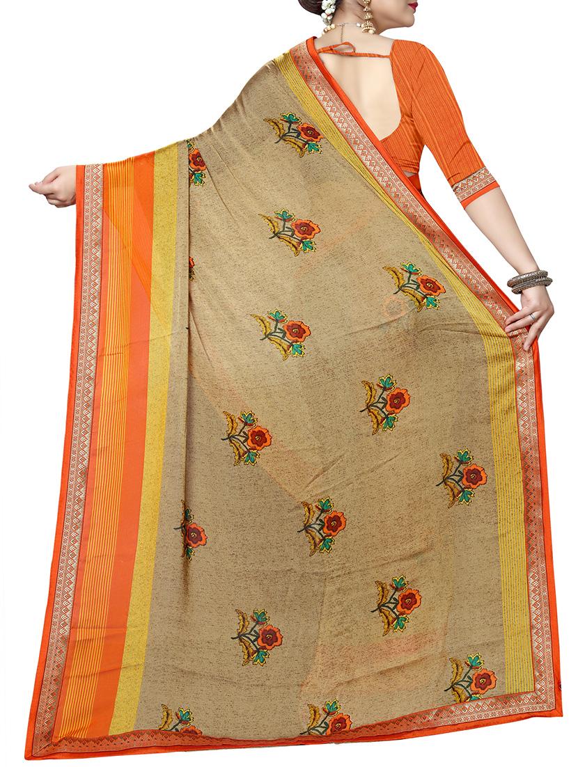 floral printed saree with blouse - 15809318 - Zoom Image - 2