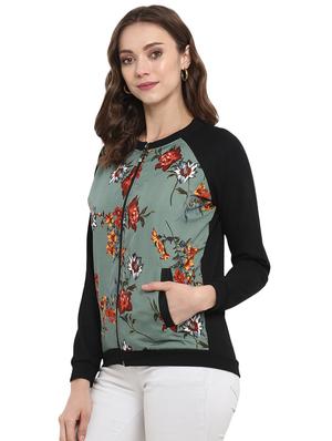 floral sage bomber jacket - 15809475 - Standard Image - 2