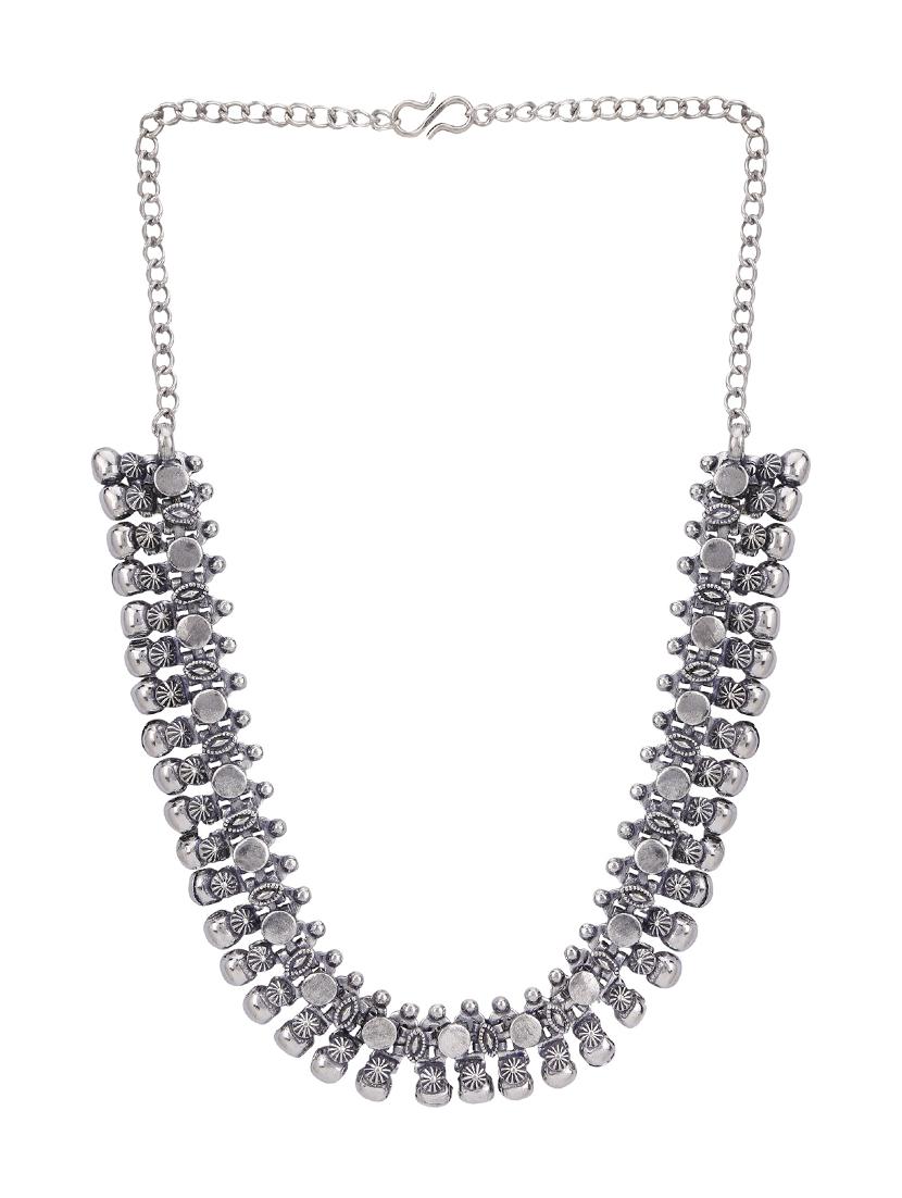 silver metal choker necklace - 15810328 - Zoom Image - 2