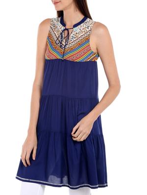blue viscose aline kurti - 15810542 - Standard Image - 2
