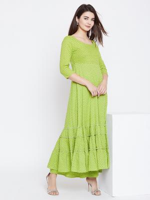 printed tiered kurta with palazzo set - 15811549 - Standard Image - 5
