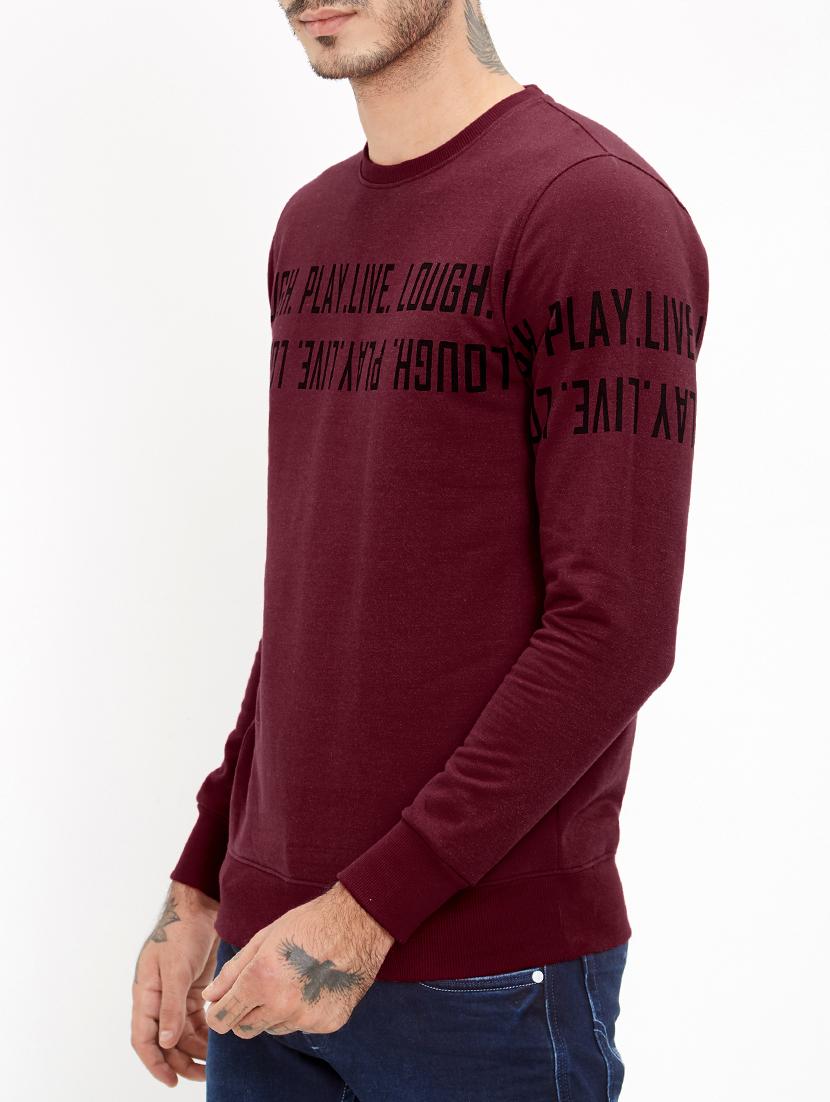 maroon cotton chest print t-shirt - 15812445 - Zoom Image - 2