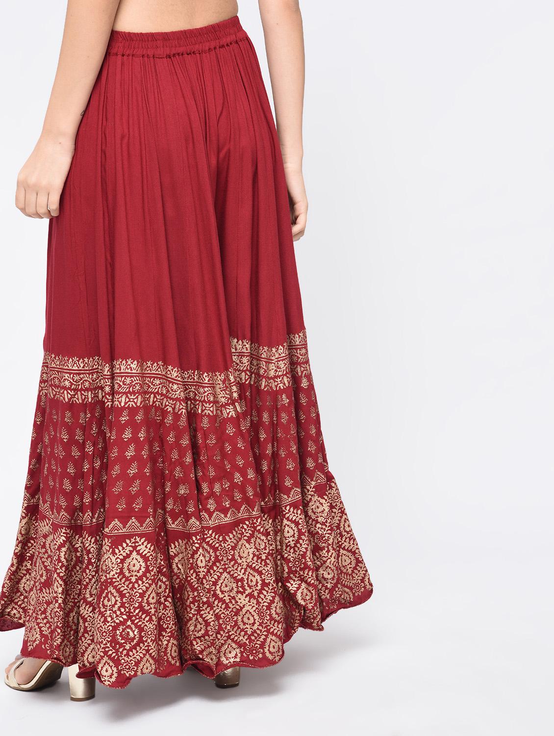 foil printed flared palazzo - 15812915 - Zoom Image - 2