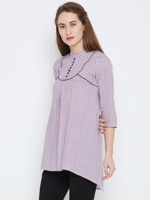 piping detail high low tunic - 15814355 - Standard Image - 2