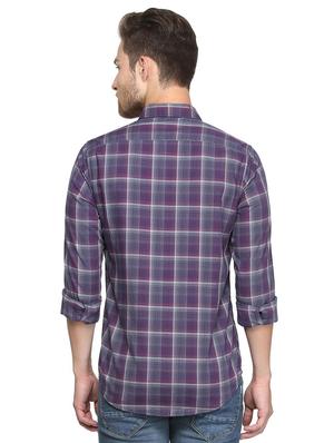 purple checkered casual shirt - 15814428 - Standard Image - 2