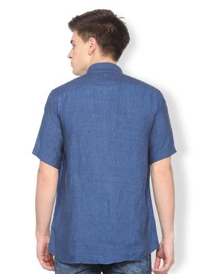 blue linen casual shirt - 15814513 - Standard Image - 2