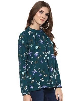 pleated neck floral top - 15814646 - Standard Image - 2