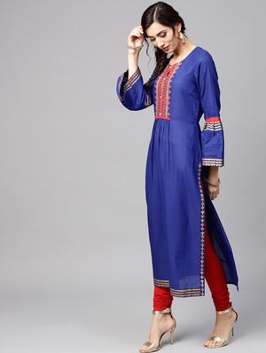 printed straight kurta - 15814660 - Standard Image - 2