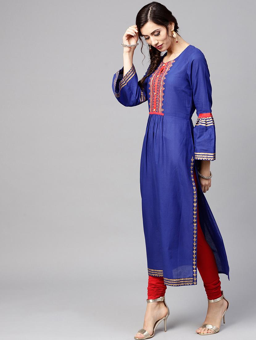 printed straight kurta - 15814660 - Zoom Image - 2