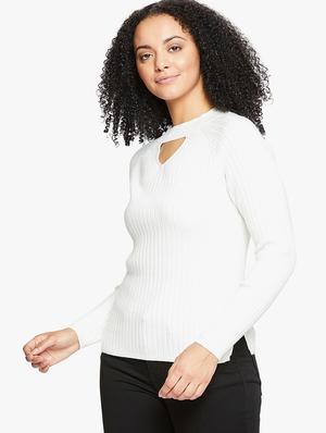 Ribbed key hole neck pullover - 15814969 - Standard Image - 2