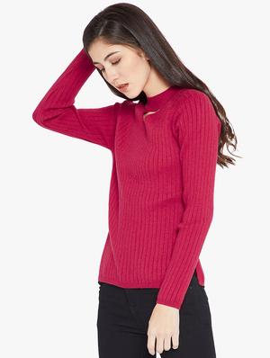 Ribbed key hole neck pullover - 15814971 - Standard Image - 2