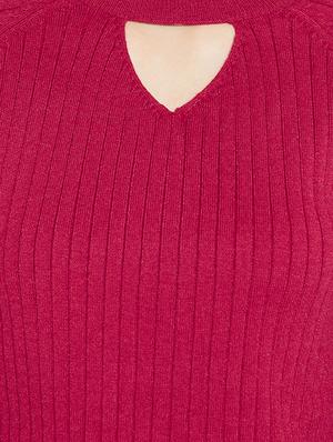 Ribbed key hole neck pullover - 15814971 - Standard Image - 5
