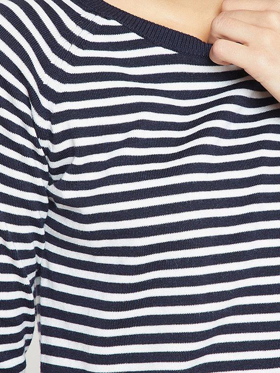 Navy striped knitted pullover - 15814972 - Zoom Image - 5