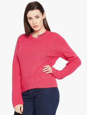 Ribbed stylized neck pullover - 15814974 - Standard Image - 2